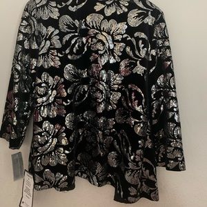 Velvet  jacket with silver sequins floral pattern.